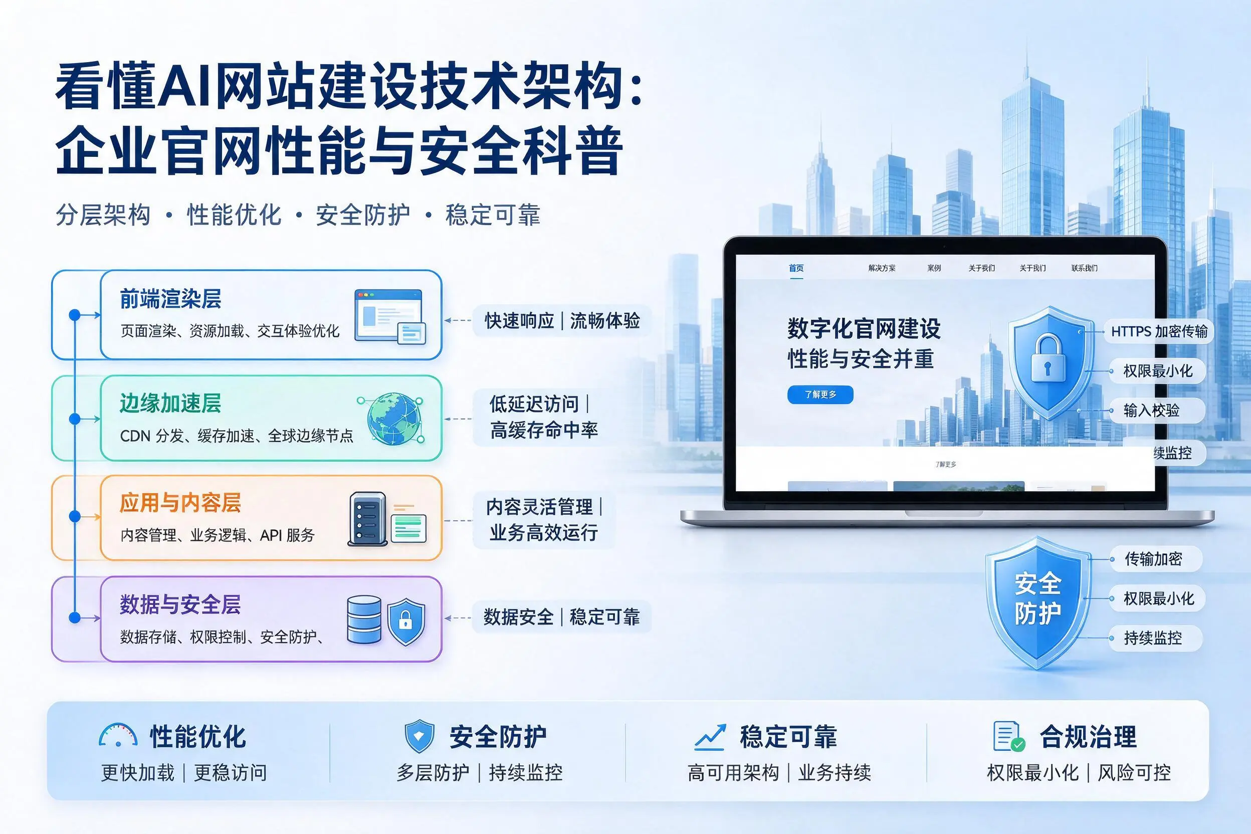 看懂AI网站建设技术架构：深圳企业官网性能与安全科普