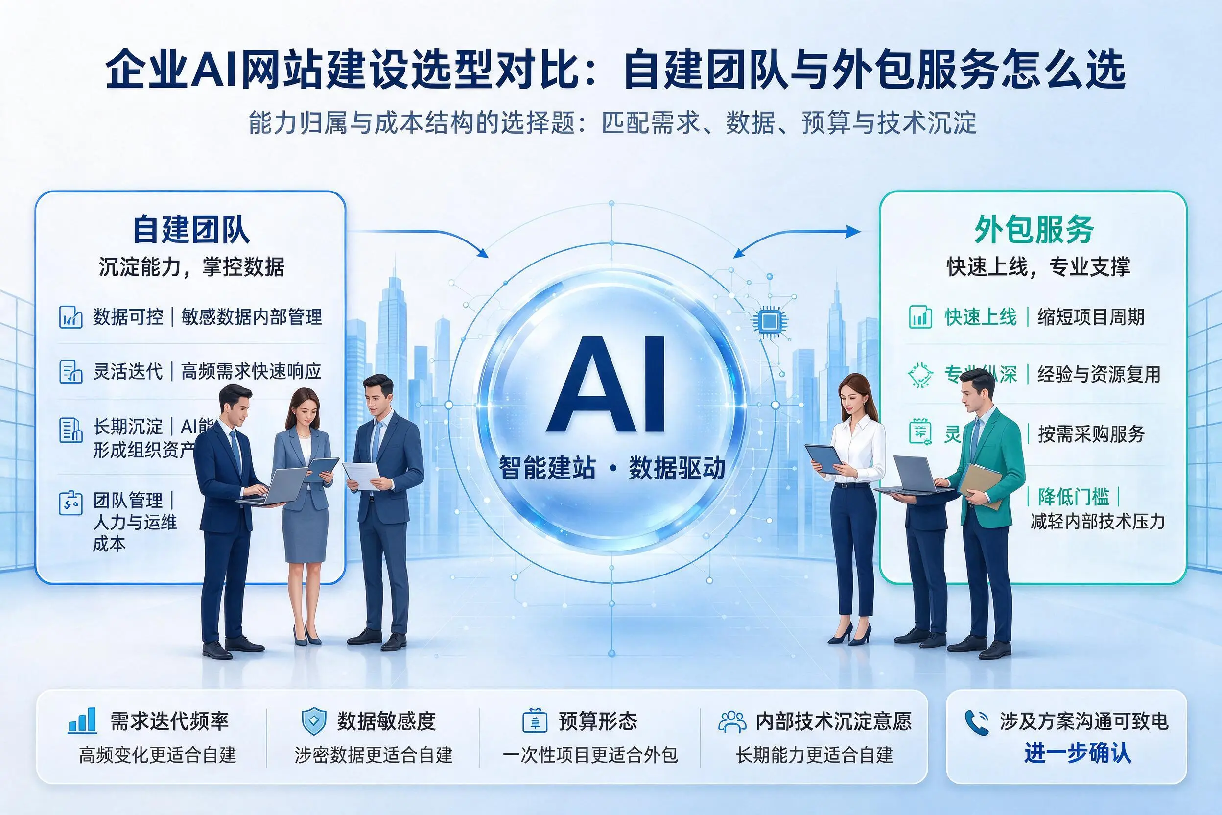 深圳企业AI网站建设选型对比：自建团队与外包服务怎么选