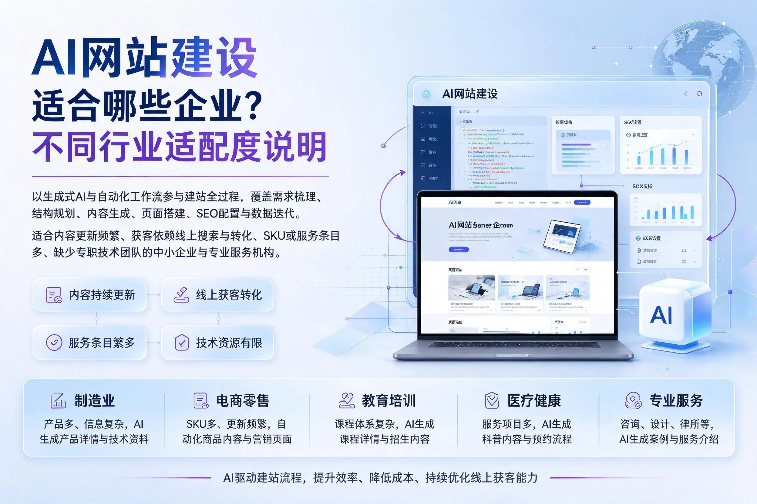 AI网站建设适合哪些企业?深圳不同行业适配度说明
